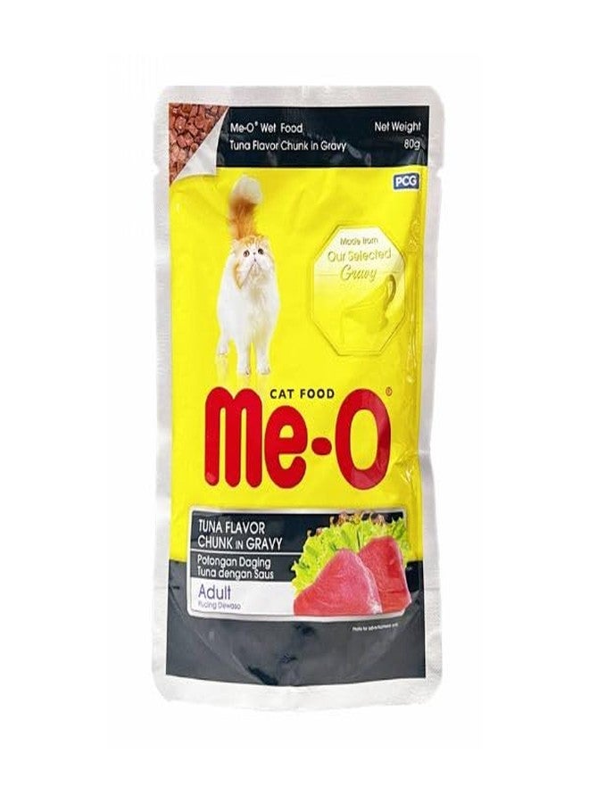 Me-O Tuna Flavor Chunk in Gravy (80gm x 12 Pouches), Adult, cat - Image 2
